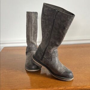 Women's Salley Leather Riding Boots - Dark grey